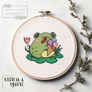 Frog Cross Stitch Pattern Simple Frog Cross Stitch Modern Cross Stitch Instant PDF Download Frog Xstitch Cute Frog Cross Stitch