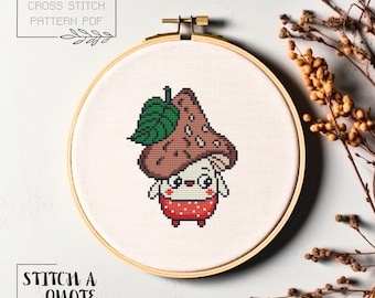 Simple Cross Stitch Pattern Mushroom Counted Cross Stitch Mushroom Embroidery Funny Cross Stitch PDF Pattern Xstitch