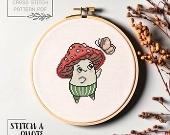Einfaches Kreuzstichmuster Pilz Kreuzstichmuster Pilzstickerei Lustiges Kreuzstichmuster PDF Pattern Xstitch