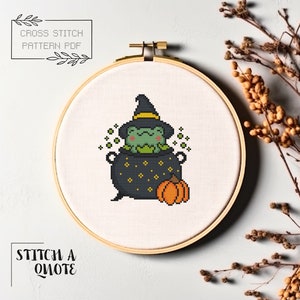 Halloween Cross Stitch Pattern Simple Frog Cross Stitch Modern Cross Stitch Instant PDF Download Xstitch Simple Frog Cross Stitch