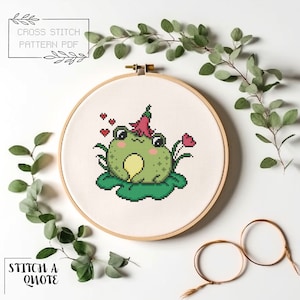 Frog Cross Stitch Pattern Simple Frog Cross Stitch Modern Cross Stitch Instant PDF Download Frog Xstitch Cute Frog Cross Stitch