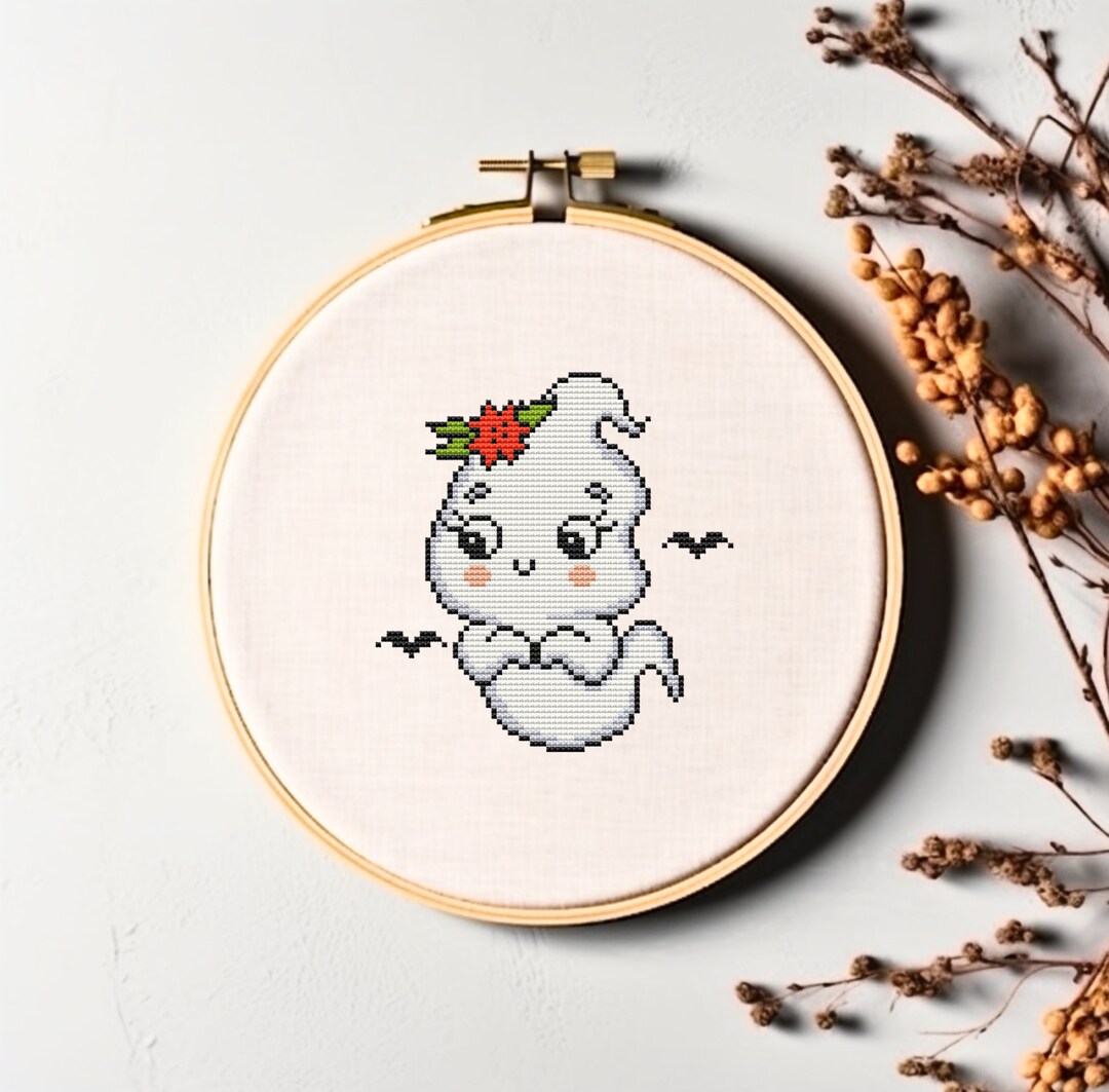 Ghost Stitching Pattern Ghost Cross Stitch Pattern Simple Halloween Ghost Cross Stitch Modern ...