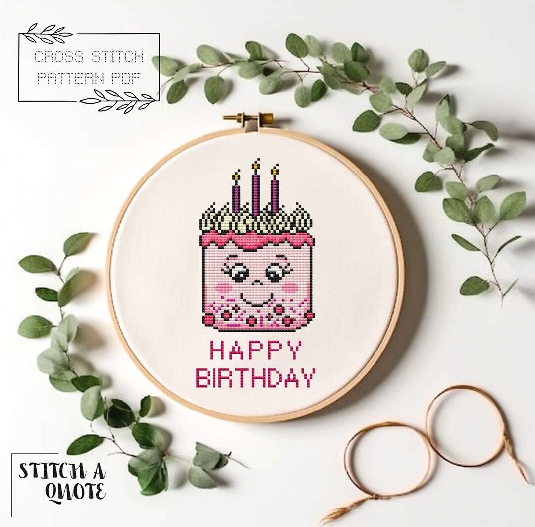 Birthday Cross Stitch Pattern Digital PDF Download Birthday Cake ...