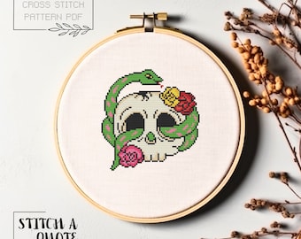 Halloween Cross Stitch Pattern Halloween Skull Cross Stitch PDF Instant Download Chart Halloween Skull Embroidery Halloween Xstitch