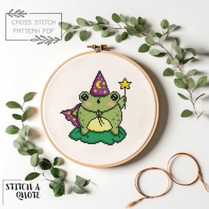 Frog Cross Stitch Pattern Simple Frog Cross Stitch Modern Cross Stitch Instant PDF Download Frog Xstitch Cute Frog Cross Stitch