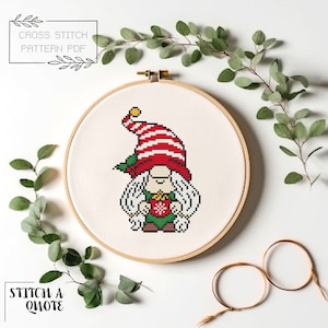 Christmas Gnome Cross stitch Pattern Simple Cross Stitch Gnome Embroidery Christmas Cross Stitch Pattern PDF Xstitch Instant Download