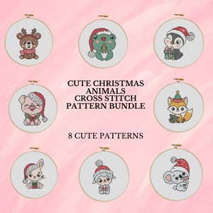 Kerst dieren kruissteek bundel Kerst kruissteek patroon bundel kruissteek digitale pdf download eenvoudige kruissteek borduren