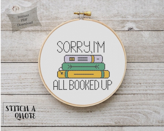 Book Lover Cross Stitch Pattern Books Cross Stitch Digital PDF