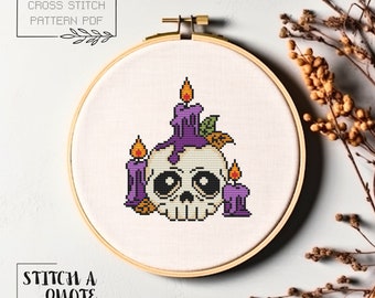 Halloween Cross Stitch Pattern Halloween Skull Cross Stitch PDF Instant Download Chart Halloween Skull Embroidery Halloween Xstitch
