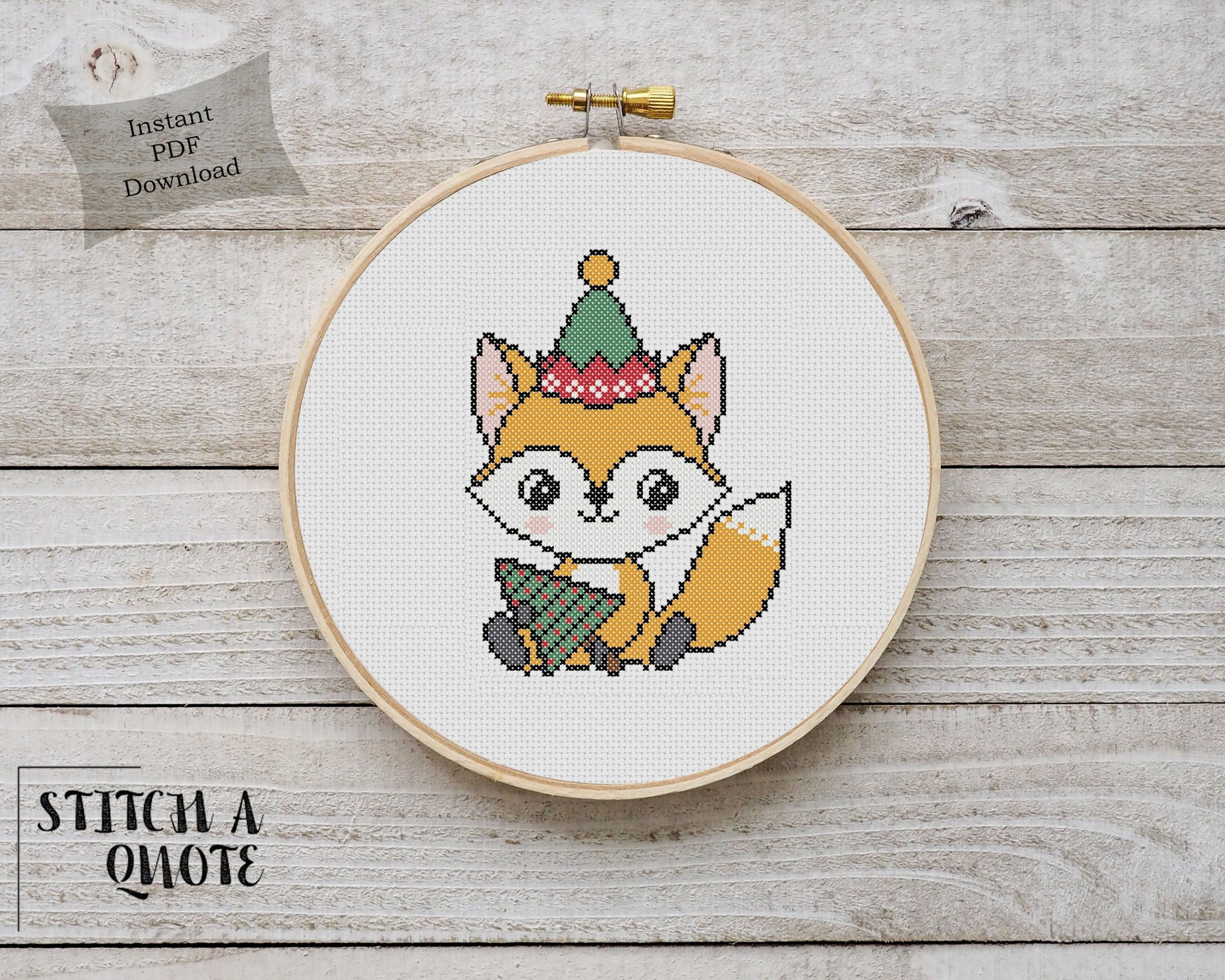 Christmas Fox Cross Stitch Pattern Christmas Cross Stitch Etsy