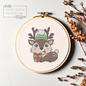 Christmas Cross Stitch Pattern Christmas Cross Stitch Chart Christmas Reindeer Simple Cross Stitch Instant Download Reindeer Cross Stitch