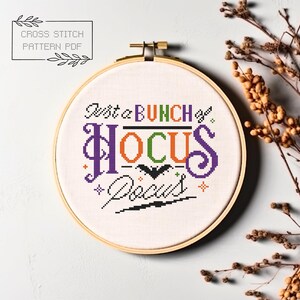 Hokus Pokus Korsstygnsmönster Halloween Korsstygn Halloween Broderi Digital PDF Nedladdning