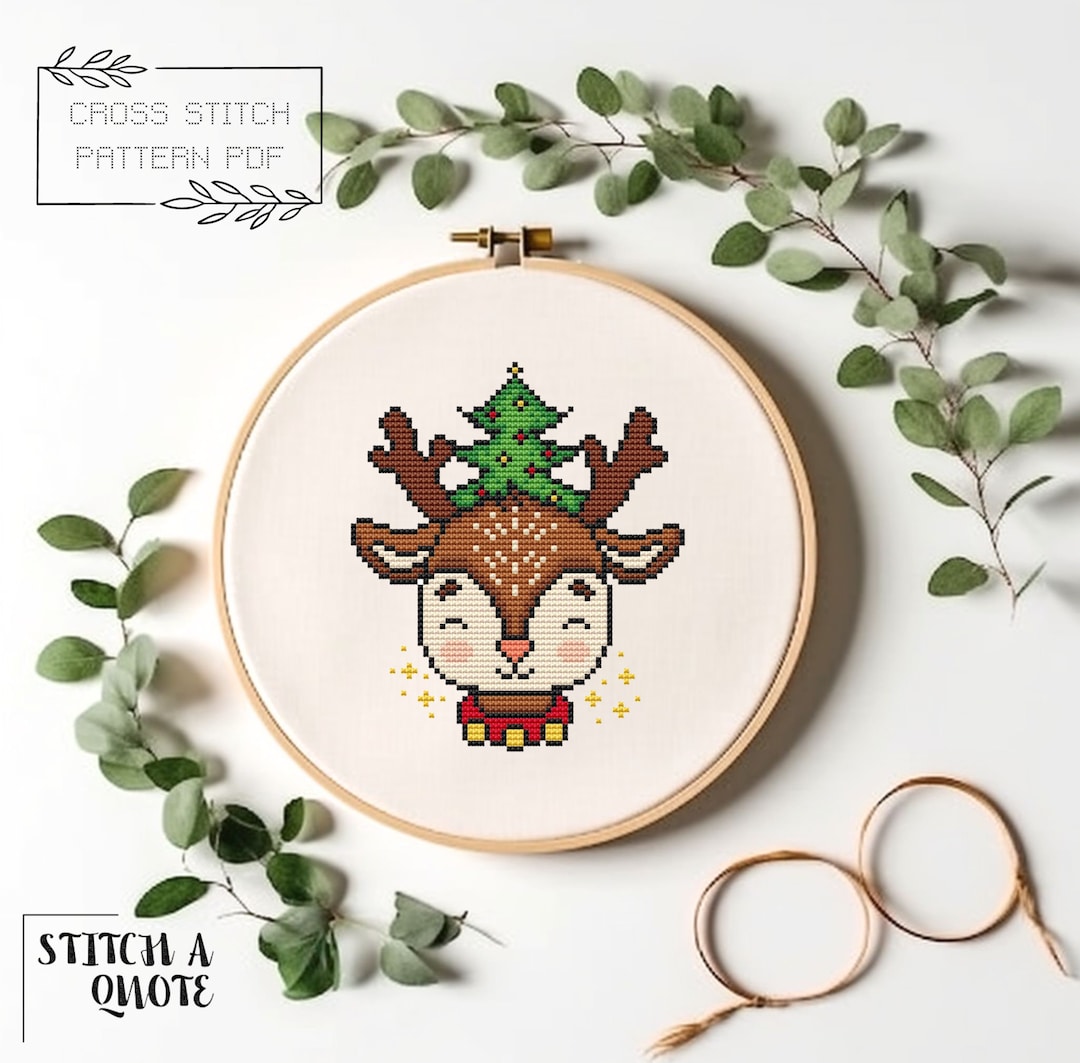 Christmas Reindeer Cross Stitch Pattern Xmas Embroidery Chart Instant ...
