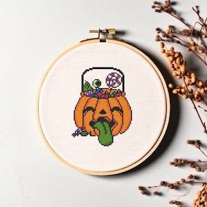 Abóbora ponto cruz padrão halloween abóbora ponto cruz pdf download instantâneo gráfico halloween abóbora bordado halloween xstitch