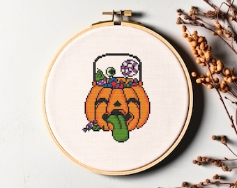 Pumpkin Cross Stitch Pattern Halloween Pumpkin Cross Stitch PDF Instant Download Chart Halloween Pumpkin Embroidery Halloween Xstitch