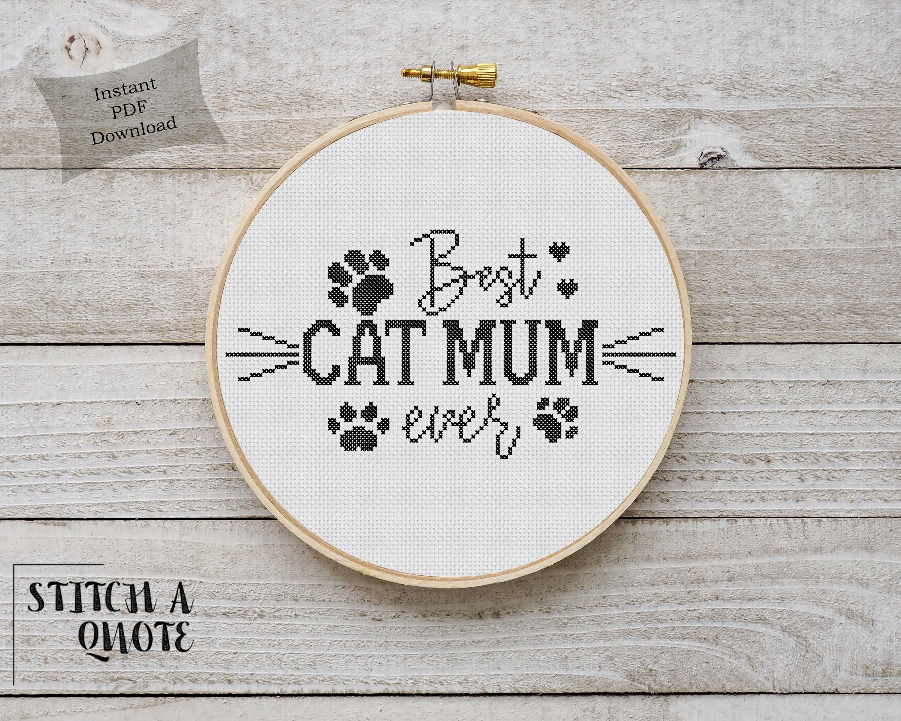 Cat Mum Instant Download Pet Mother Cross Stitch Printable PDF Best Cat Mom Ever Cross Stitch Pattern Modern Cross Stitch