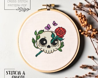 Halloween Cross Stitch Pattern Halloween Skull Cross Stitch PDF Instant Download Chart Halloween Skull Embroidery Halloween Xstitch