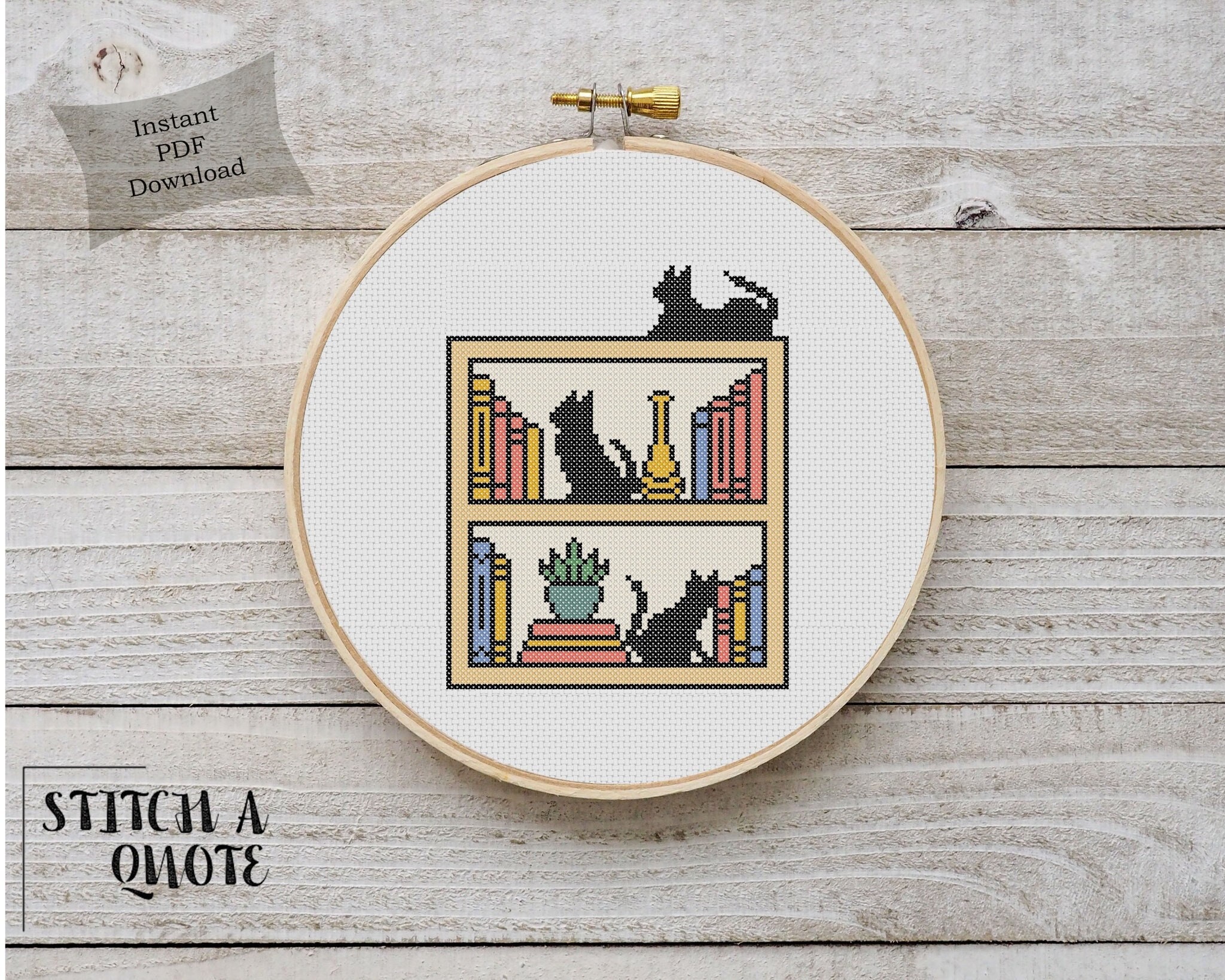 Bookcase Cross Stitch Pattern | Bookcase Cross Stitch | Digital PDF ...