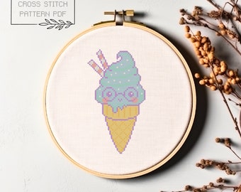 クロスステッチパターン アイスクリームサンプラー DMCチャート刺繍