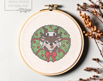 Christmas Cross Stitch Pattern Christmas Cross Stitch Chart Christmas Reindeer Simple Cross Stitch Instant Download Reindeer Cross Stitch