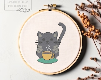 Cat Cross Stitch Pattern Cat Modern Cross Stitch PDF Pattern Cat Cross Stitch Cat Embroidery Instant Download Cute cross stitch