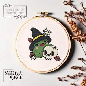 Frog Cross Stitch Pattern Simple Frog Cross Stitch Modern Cross Stitch Instant PDF Download Frog Xstitch Cute Halloween Frog Cross Stitch