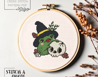 Frog Cross Stitch Pattern Simple Frog Cross Stitch Modern Cross Stitch Instant PDF Download Frog Xstitch Cute Halloween Frog Cross Stitch