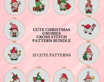Christmas Gnome Cross Stitch Bundle Christmas Cross Stitch Pattern Bundle Cross Stitch Digital PDF Download Simple Cross Stitch Embroidery