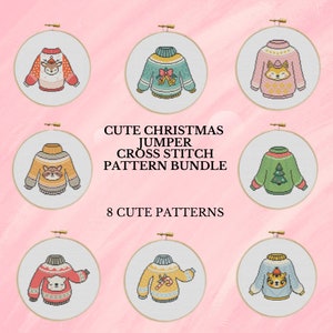 Christmas Jumper Cross Stitch Bundle Christmas Cross Stitch Pattern Bundle Cross Stitch Digital PDF Download Simple Cross Stitch Embroidery