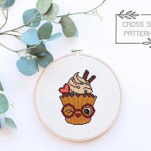 Valentine Cupcake Cross Stitch Pattern Valentine Present Embroidery ...