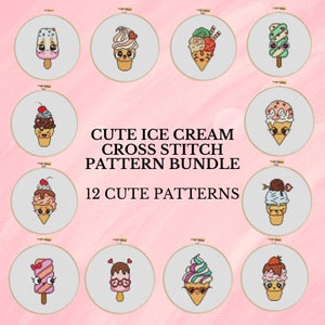 Eis Kreuzstichmuster Bundle Eiscreme Kreuzstichmuster Bundle Kreuzstich Instant Digital PDF Download Einfacher Kreuzstich