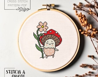 Simple Cross Stitch Pattern Mushroom Counted Cross Stitch Mushroom Embroidery Funny Cross Stitch PDF Pattern Xstitch