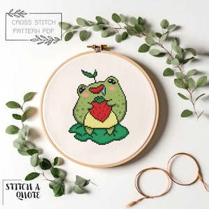 Frog Cross Stitch Pattern Simple Frog Cross Stitch Modern Cross Stitch Instant PDF Download Frog Xstitch Cute Frog Cross Stitch