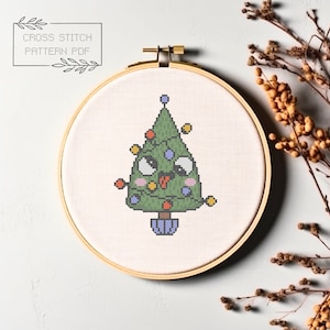 Christmas Tree Cross Stitch Pattern Christmas Cross Stitch Easy Printable PDF Instant Download Small Christmas Embroidery Gift Xstitch
