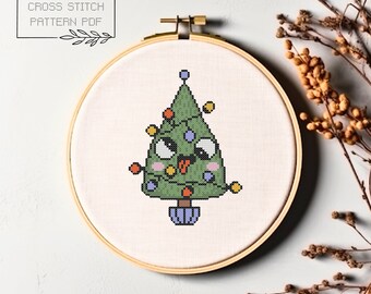 Christmas Tree Cross Stitch Pattern Christmas Cross Stitch Easy Printable PDF Instant Download Small Christmas Embroidery Gift Xstitch