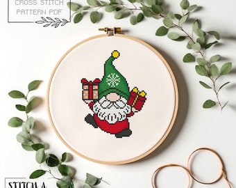 クリスマス ノーム クロスステッチ パターン シンプルなノーム刺繍