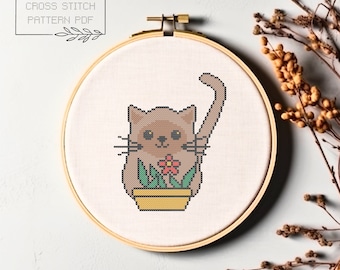 Cute Small Cat Cross Stitch Pattern Cat Modern Cross Stitch PDF Pattern Cat Cross Stitch Cat Embroidery Instant Download Cute cross stitch