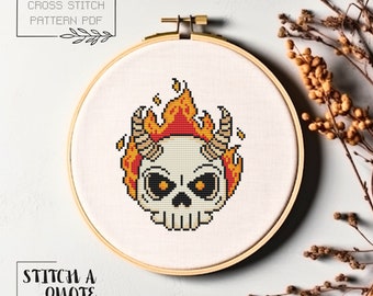 Halloween Cross Stitch Pattern Halloween Skull Cross Stitch PDF Instant Download Chart Halloween Skull Embroidery Halloween Xstitch