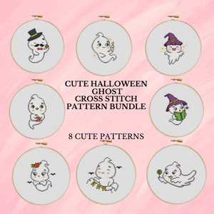 Ghost-kruissteekbundel Halloween Ghost-kruissteekpatroonbundel Kruissteek Digitale pdf-download Eenvoudige kruissteekborduurwerk