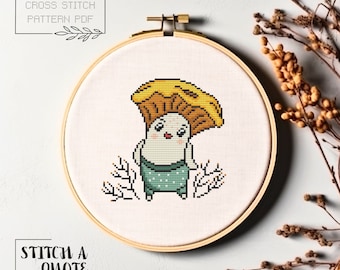 Simple Cross Stitch Pattern Mushroom Counted Cross Stitch Mushroom Embroidery Funny Cross Stitch PDF Pattern Xstitch