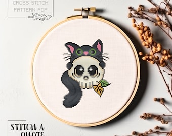 Halloween Cross Stitch Pattern Halloween Skull Cross Stitch PDF Instant Download Chart Halloween Skull Embroidery Halloween Xstitch