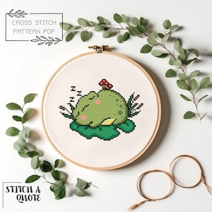 Frog Cross Stitch Pattern Simple Frog Cross Stitch Modern Cross Stitch Instant PDF Download Frog Xstitch Cute Frog Cross Stitch