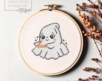 Ghost-kruissteekpatroon Halloween-kruissteek Schattig Ghost Boo Spookachtig