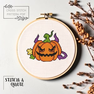 Pumpkin Cross Stitch Pattern Halloween Pumpkin Cross Stitch PDF Instant Download Chart Halloween Pumpkin Embroidery Halloween Xstitch