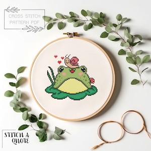 Frog Cross Stitch Pattern Simple Frog Cross Stitch Modern Cross Stitch Instant PDF Download Frog Xstitch Cute Frog Cross Stitch