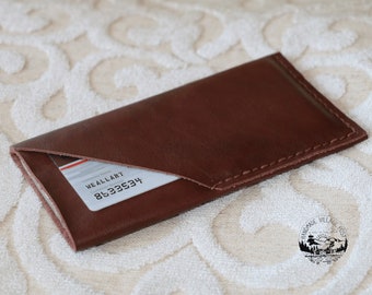 Brown Leather Cell Phone Sleeve with Card Slot