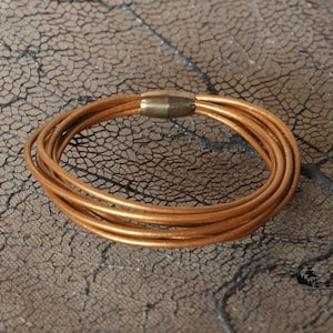 Leather Cord Bracelet with Antique Gold Magnetic Clasp
