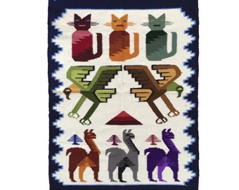 Ayacucho wool tapestry artisan made in Peru TAMA109 - 53x75cm
