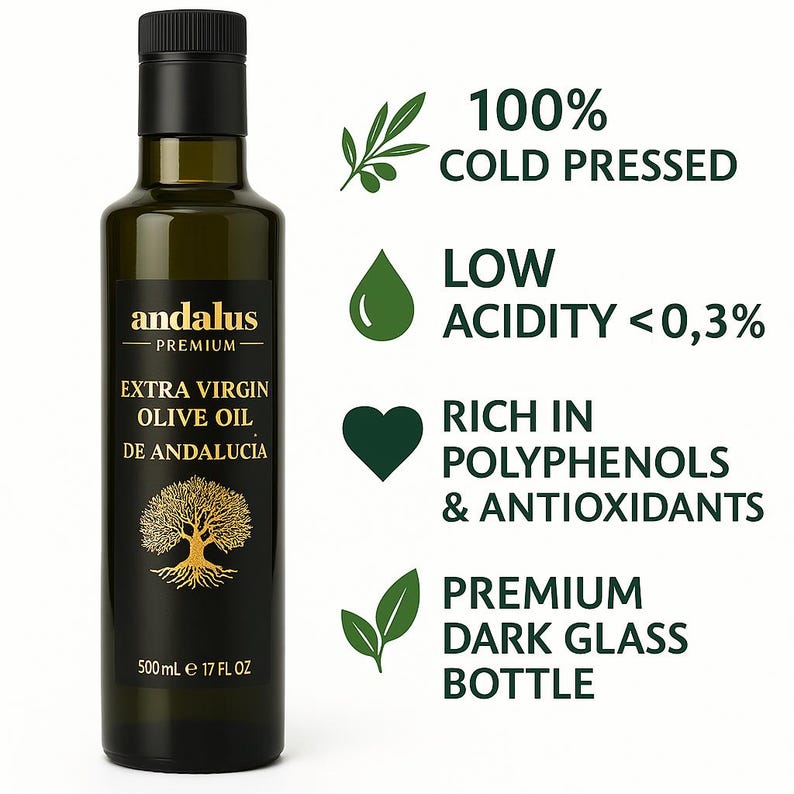 Andalus High Polyphenol Extra Virgin Olive Oil-Ancient Roots, UK Lab Tested, Award-Winning,Cold Pressed,Rich in Antioxidants,500ml Bottle image 3
