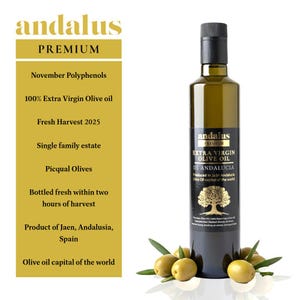 Andalus High Polyphenol Extra Virgin Olive Oil-Ancient Roots, UK Lab Tested,Premium Quality,Cold Pressed,Rich in Antioxidants,500ml Bottle